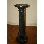 A Victorian moss green Doric column jardiniere stand with octagonal base, 112cm high