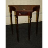 A Tozer of London mahogany shaped side table with single frieze drawer and turned supports, 59cm