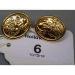 A pair of 18ct gold earrings, depicting a classical Egyptian female bust figure 3.4g