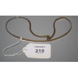 A cased 9ct gold mesh link necklace, 3.9g