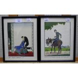 Tito (Tito Ettoire) Two art deco poitre colour prints, one of them displaying a lady upon an ass,
