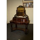 A Victorian mahogany Duchess swing mirror dressing table, 121cm wide
