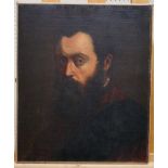 Possibly 17th/18th century Portrait of a bearded gentleman in fine robes oil on canvas, unframed