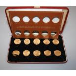 A cased specimen set of ten sovereigns dated between 1957 and 1968