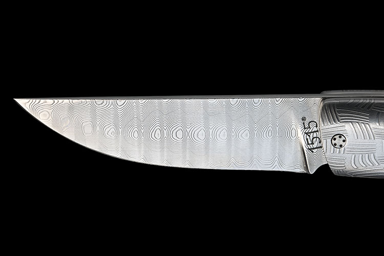 MANU LAPLACE '1515', FRANCE A FINE AND UNIQUE DAMASCUS FOLDING LOCK-KNIFE WITH POLYNESIAN MOTHER - Image 2 of 5