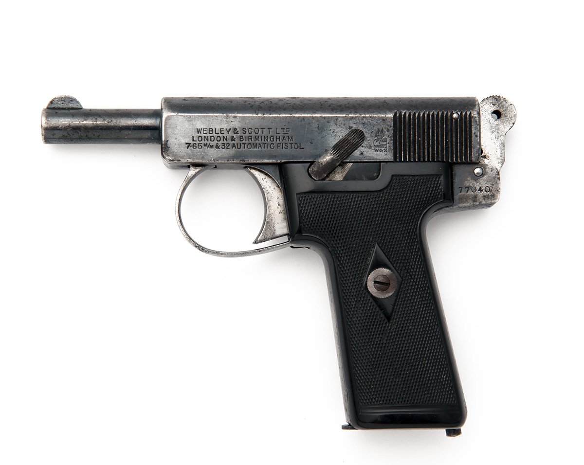 WEBLEY & SCOTT A BOXED 7.65mm (.32 ACP) MODEL '1908' SEMI-AUTOMATIC POCKET PISTOL, serial no. 77040, - Image 2 of 3