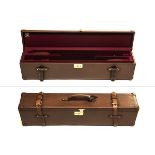 NIZZOLI A LEATHER DOUBLE MOTOR GUNCASE, fitted for 28in. side by side barrels, the interior lined