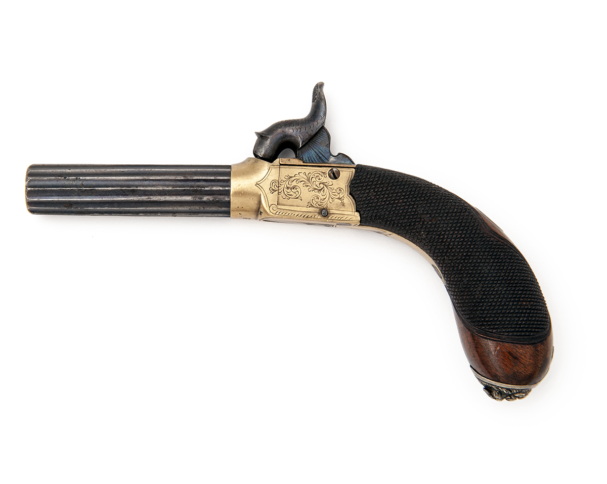 A 40-BORE PERCUSSION POCKET-PISTOL, UNSIGNED, no visible serial number, circa 1835, with fully - Image 2 of 4