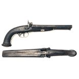 A COMPOSED PAIR OF .650 PERCUSSION DOUBLE-BARRELLED OFFICER or HOWDAH PISTOLS, UNSIGNED, no