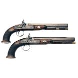 MANTON, LONDON AN EXCEPTIONAL CASED PAIR OF 18-BORE PERCUSSION DUELLING-PISTOLS, serial no's.