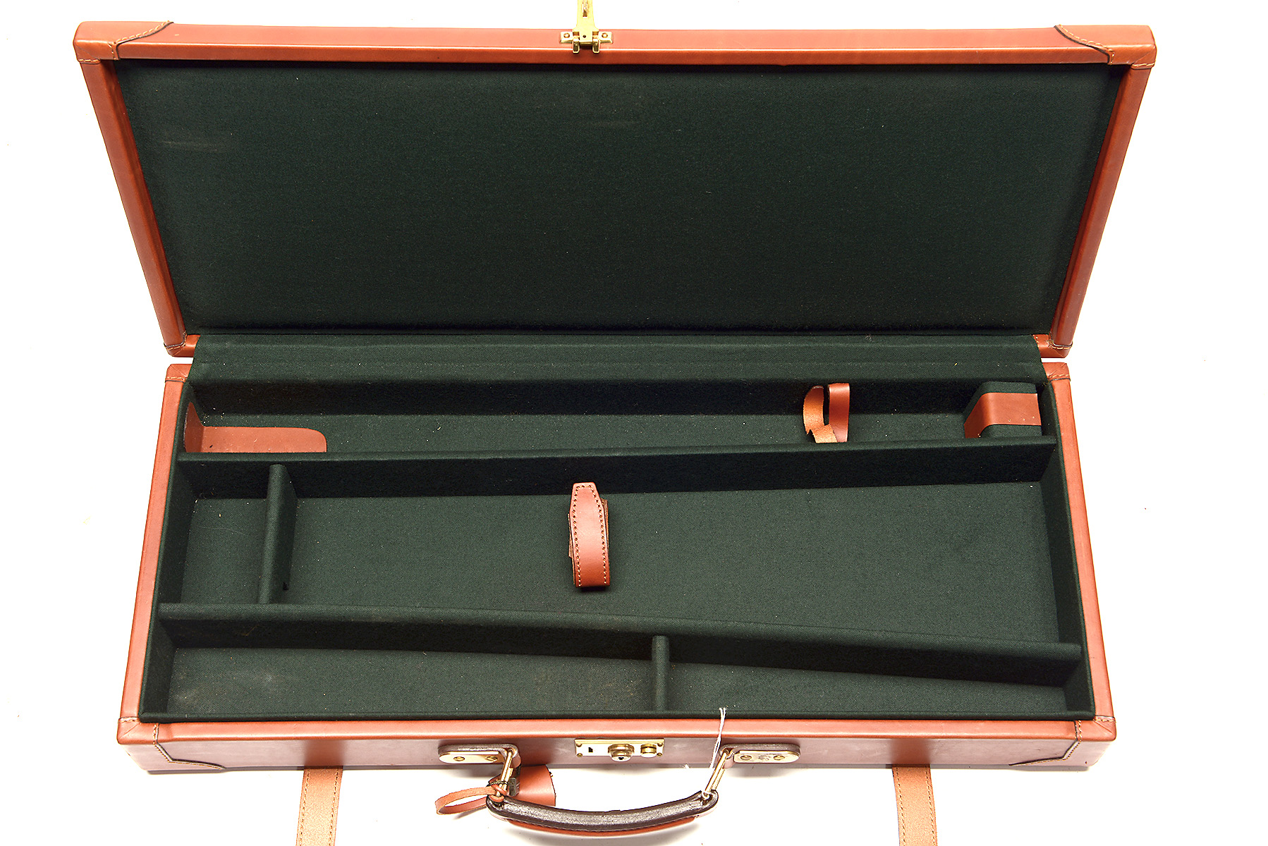 A VIRTUALLY NEW AND UNUSED ALEXANDRE MAREUIL TAN LEATHER GUNCASE FOR A DOUBLE RIFE, fitted for 24in. - Image 2 of 2