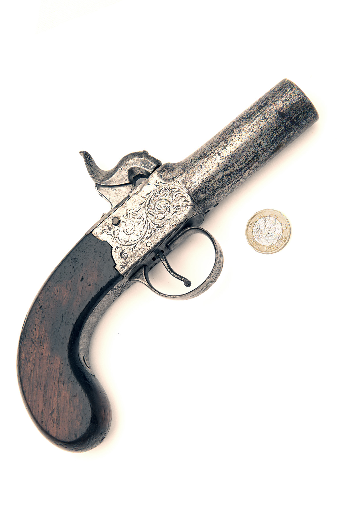 DRURY, LIVERPOOL A RARE OVERSIZED 10-BORE PERCUSSION POCKET-PISTOL, no visible serial number,