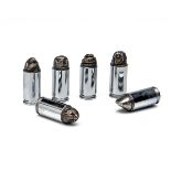 AN UNUSUAL SET OF SIX INERT .45 (ACP) CARTRIDGES, THE BULLETS CAST IN THE FORM OF ANIMAL AND BIRD