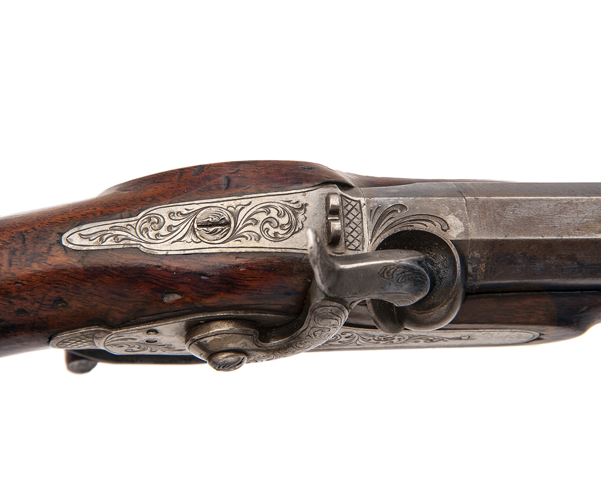 A 40-BORE PERCUSSION TARGET-PISTOL, UNSIGNED, no visible serial number, probably Belgian circa 1845, - Image 3 of 5