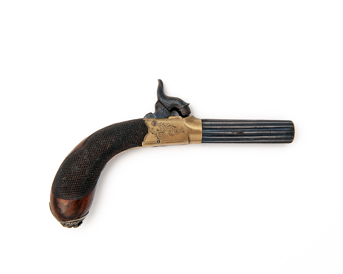 A 40-BORE PERCUSSION POCKET-PISTOL, UNSIGNED, no visible serial number, circa 1835, with fully