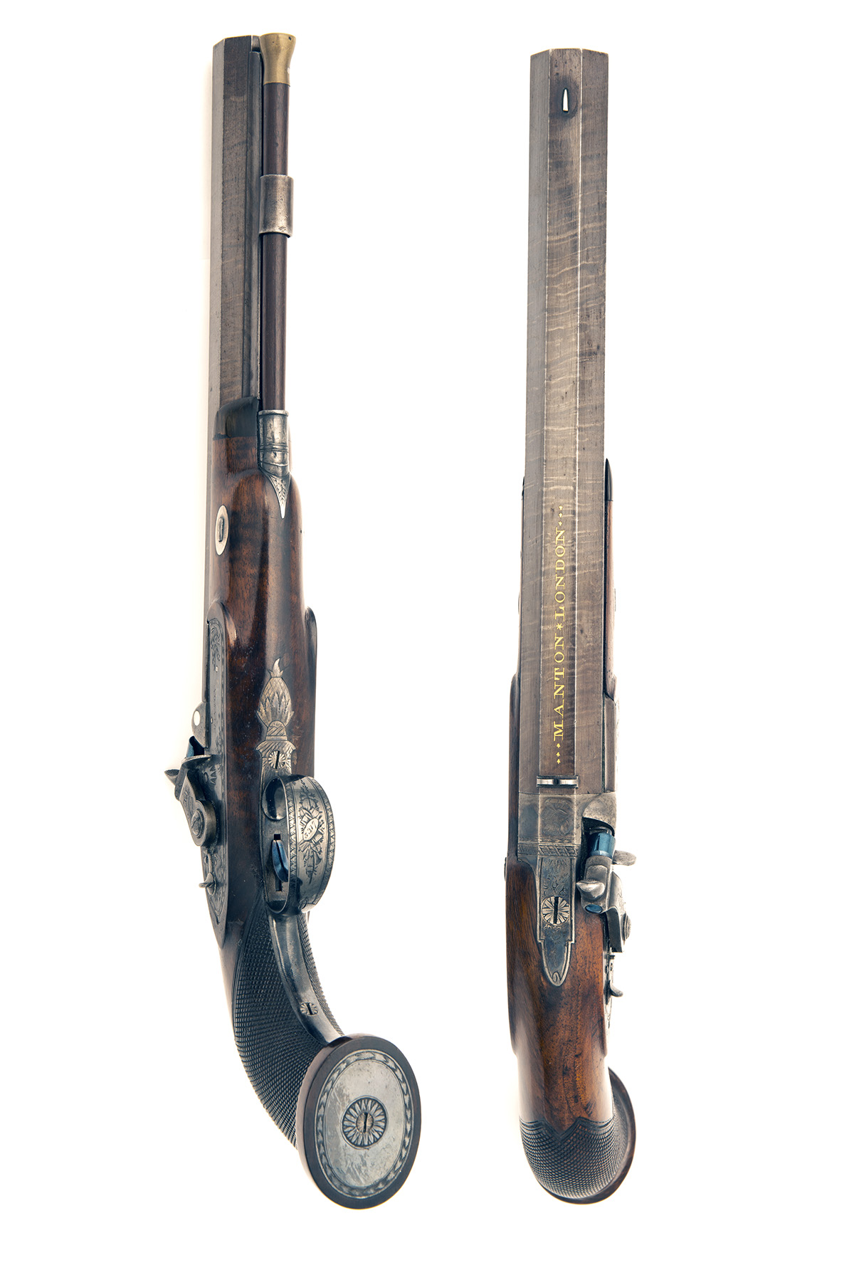 MANTON, LONDON AN EXCEPTIONAL CASED PAIR OF 18-BORE PERCUSSION DUELLING-PISTOLS, serial no's. - Image 4 of 5