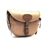 RAY WARD A NEW AND UNUSED LEATHER SUEDE-LINED CARTRIDGE BAG, canvas and leather shoulder strap and