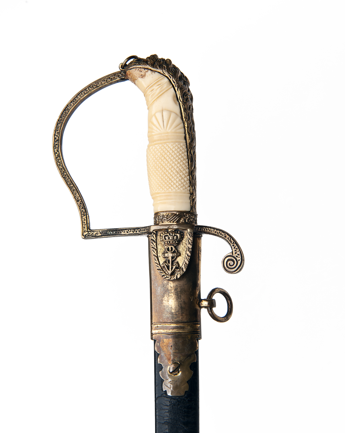 WEBB, LONDON A FINE BRITISH NAVAL ENSIGN'S OR LEVEE'S SWORD WITH BLUE & GILT BLADE, circa 1795-1800, - Image 3 of 4