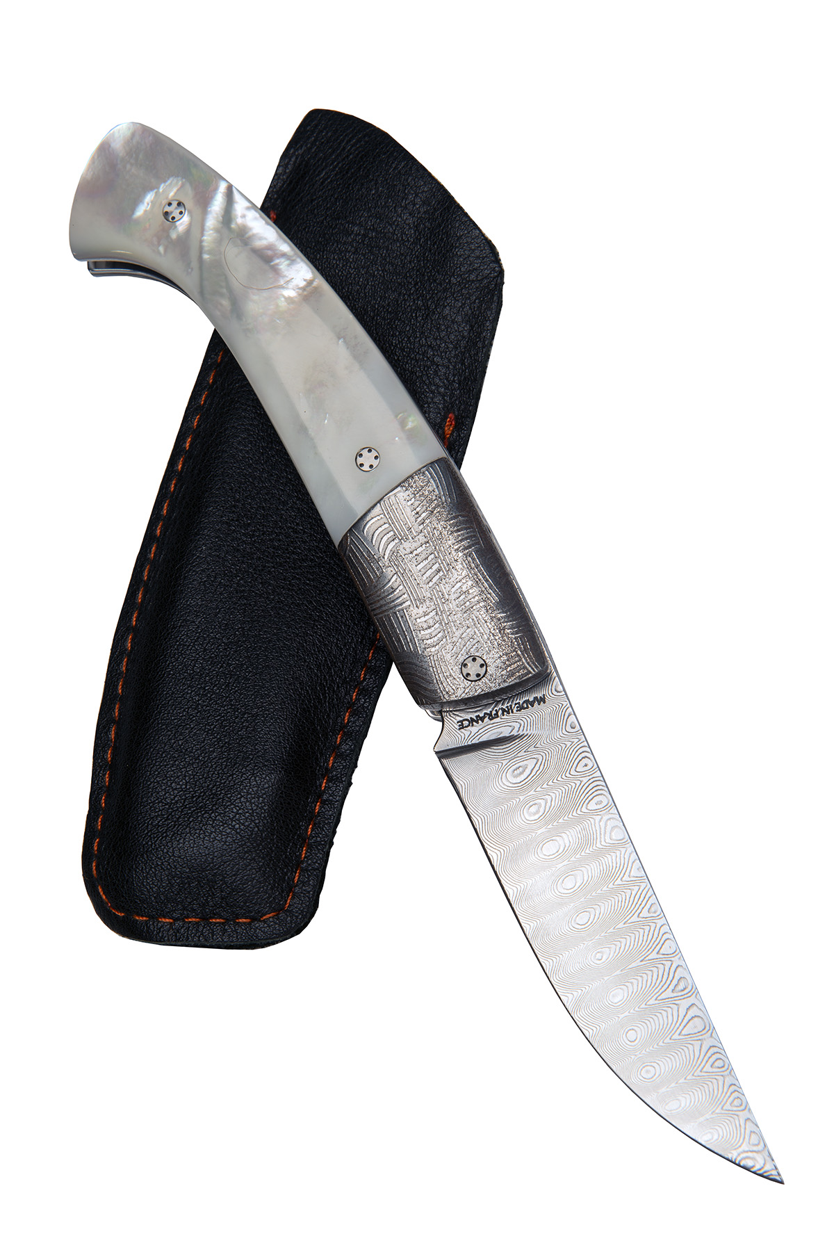 MANU LAPLACE '1515', FRANCE A FINE AND UNIQUE DAMASCUS FOLDING LOCK-KNIFE WITH POLYNESIAN MOTHER - Image 5 of 5