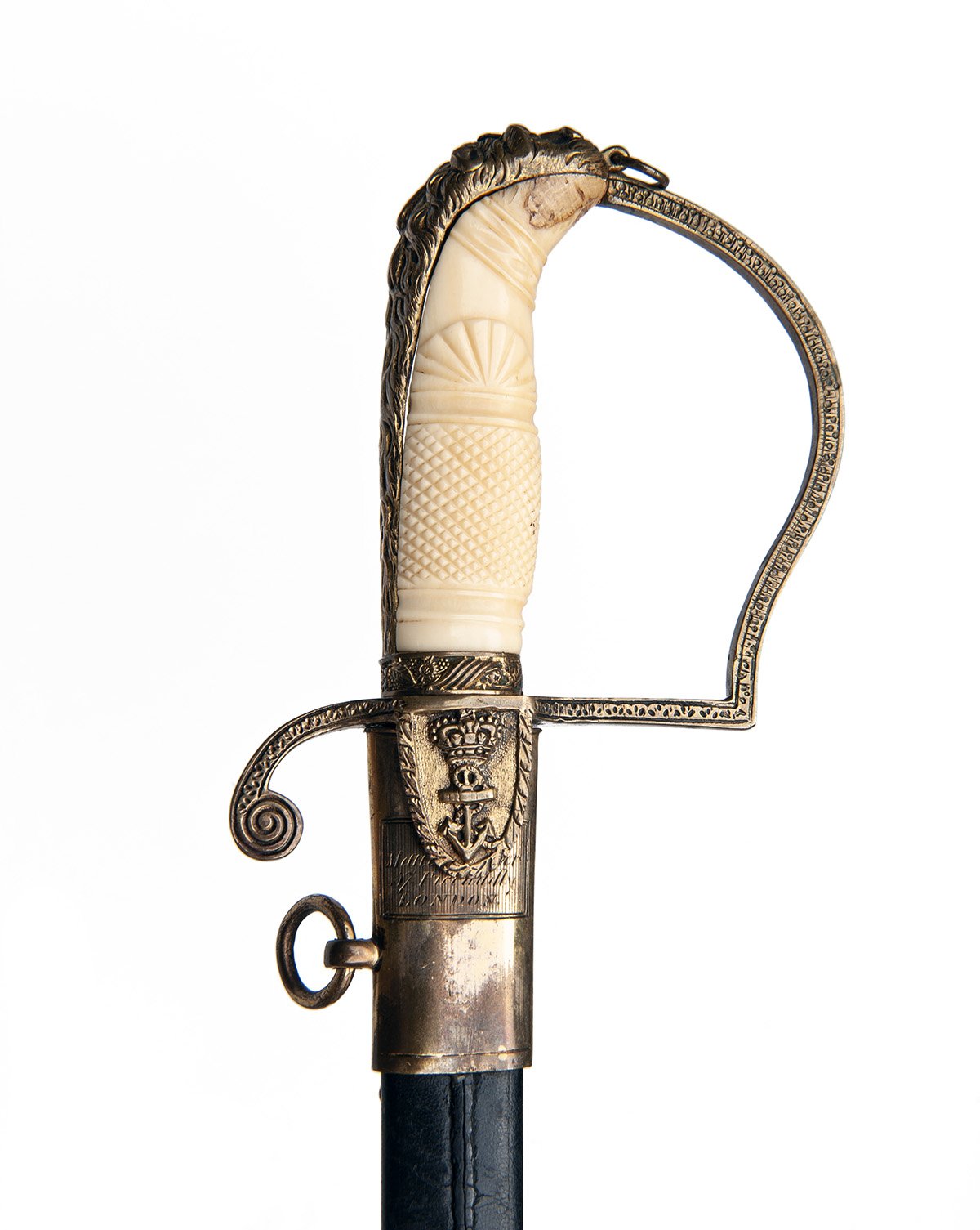 WEBB, LONDON A FINE BRITISH NAVAL ENSIGN'S OR LEVEE'S SWORD WITH BLUE & GILT BLADE, circa 1795-1800, - Image 2 of 4