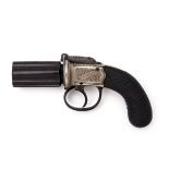 A 100-BORE PERCUSSION PEPPERBOX POCKET-REVOLVER SIGNED 'LONDON', no visible serial number, circa