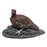 MIKE WOOD A FINE HAND CARVED AND PAINTED LIFE-SIZE GROUSE, measuring approx. 15in. 8 1/2in. 9in.