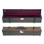 NIZZOLI A LEATHER SINGLE UNIVERSAL MOTOR GUNCASE, fitted for 78cm. barrels, the interior lined