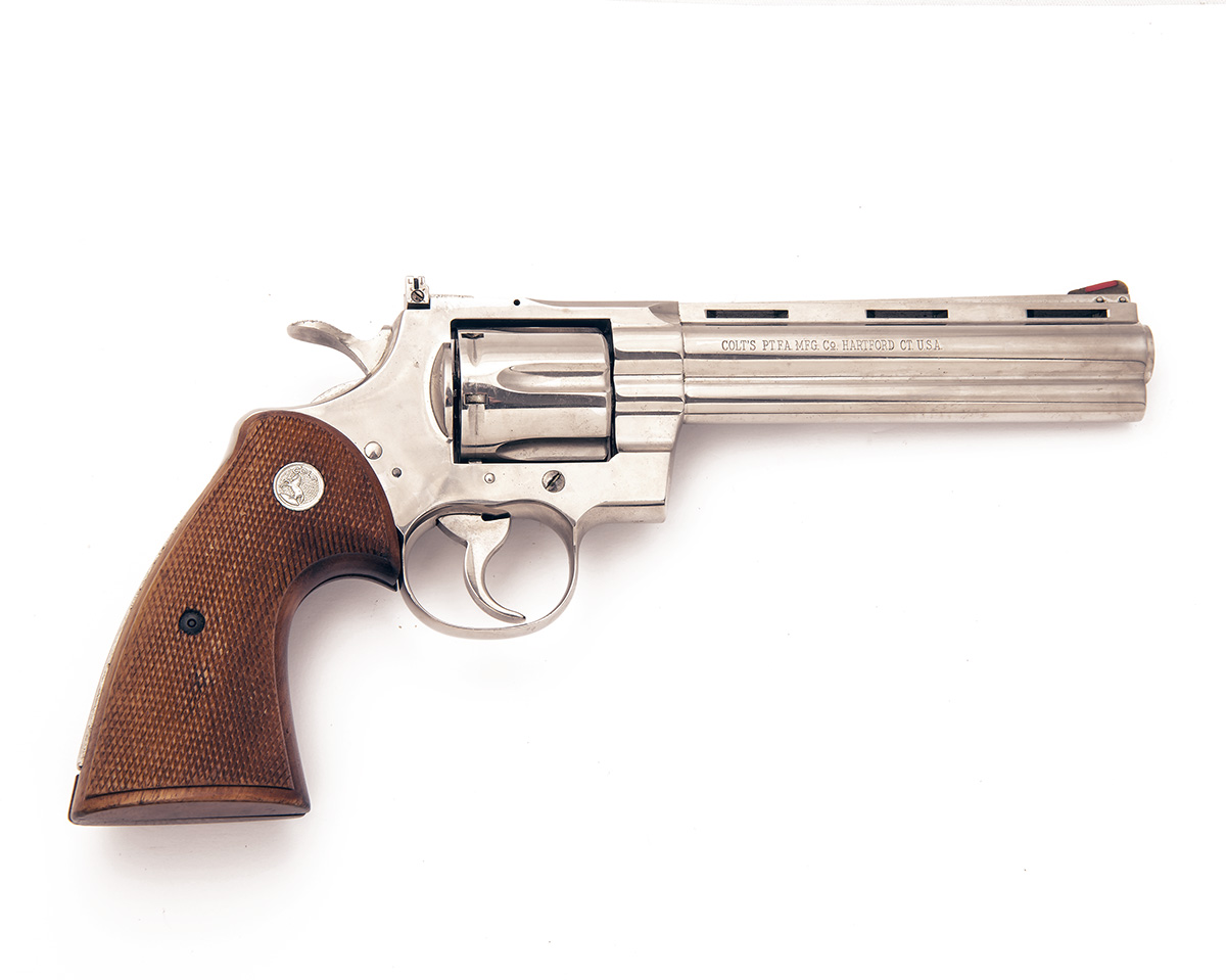 COLT, USA A SCARCE .357 (MAG) DOUBLE-ACTION NICKEL-PLATED REVOLVER, MODEL 'COLT PYTHON', serial