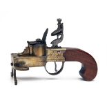 T. MORTIMER & SONS, LONDON AN ALL-BRASS FLINTLOCK TINDER-LIGHTER, circa 1800, with large rectangular