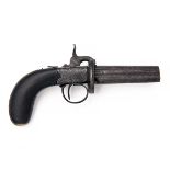 SMITH, LONDON A SCARCE 80-BORE PERCUSSION THREE-SHOT HAND ROTATED PEPPERBOX PISTOL, no visible