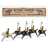 BRITAINS MODELS, ENGLAND A SCARCE BOXED SET OF FIVE CAVALRY FIGURES, MODEL SET 'No47 SKINNER'S