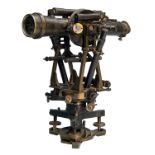 A. SALMORIRAGHI & CO. A BRASS THEODOLITE VINTAGE INSTRUMENT, with two built-in spirit levels, four