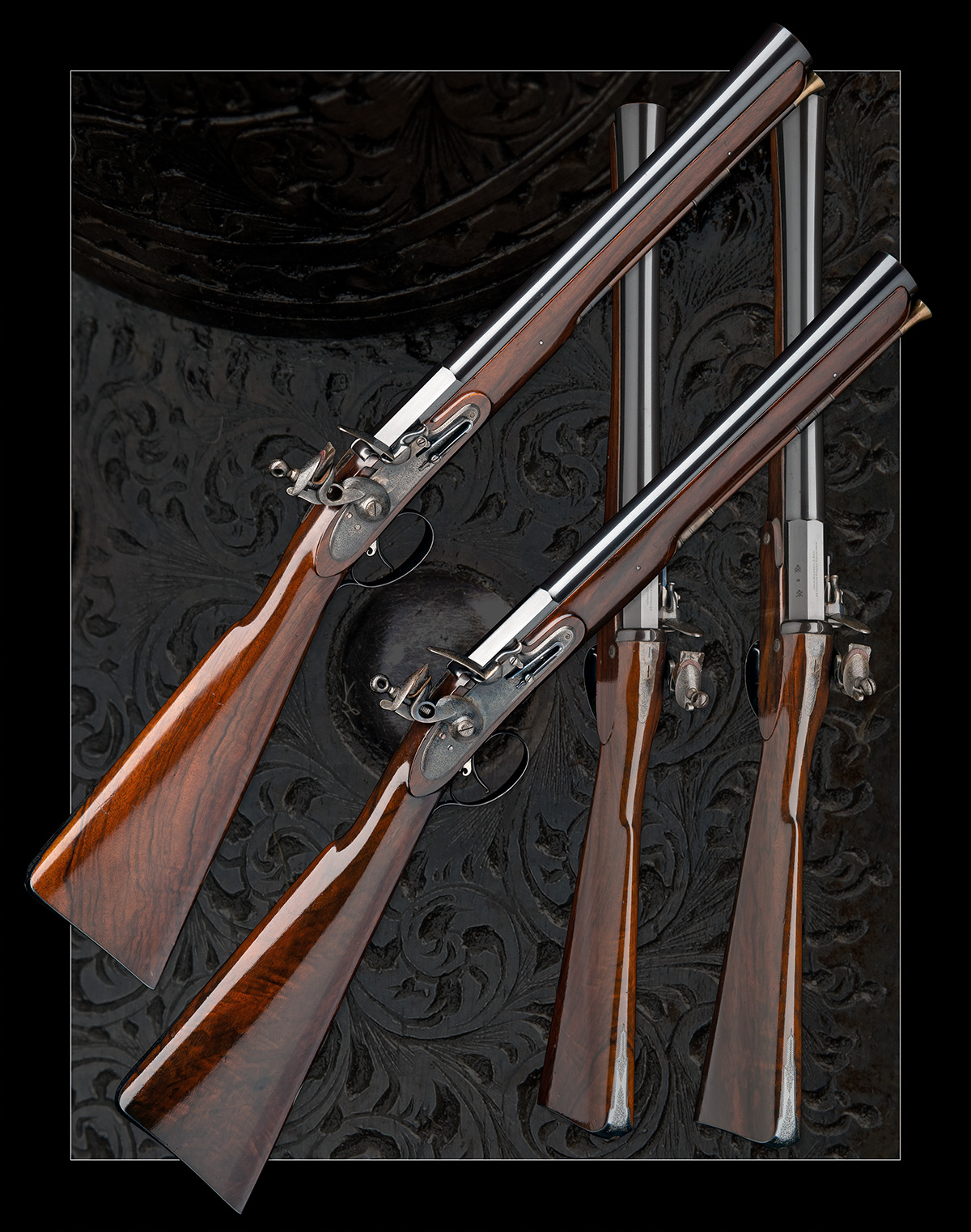 MADE FOR CHARLES GORDON. JOHN DICKSON & SON A UNIQUE PAIR OF 8-BORE FLINTLOCK BLUNDERBUSSES, - Image 10 of 12