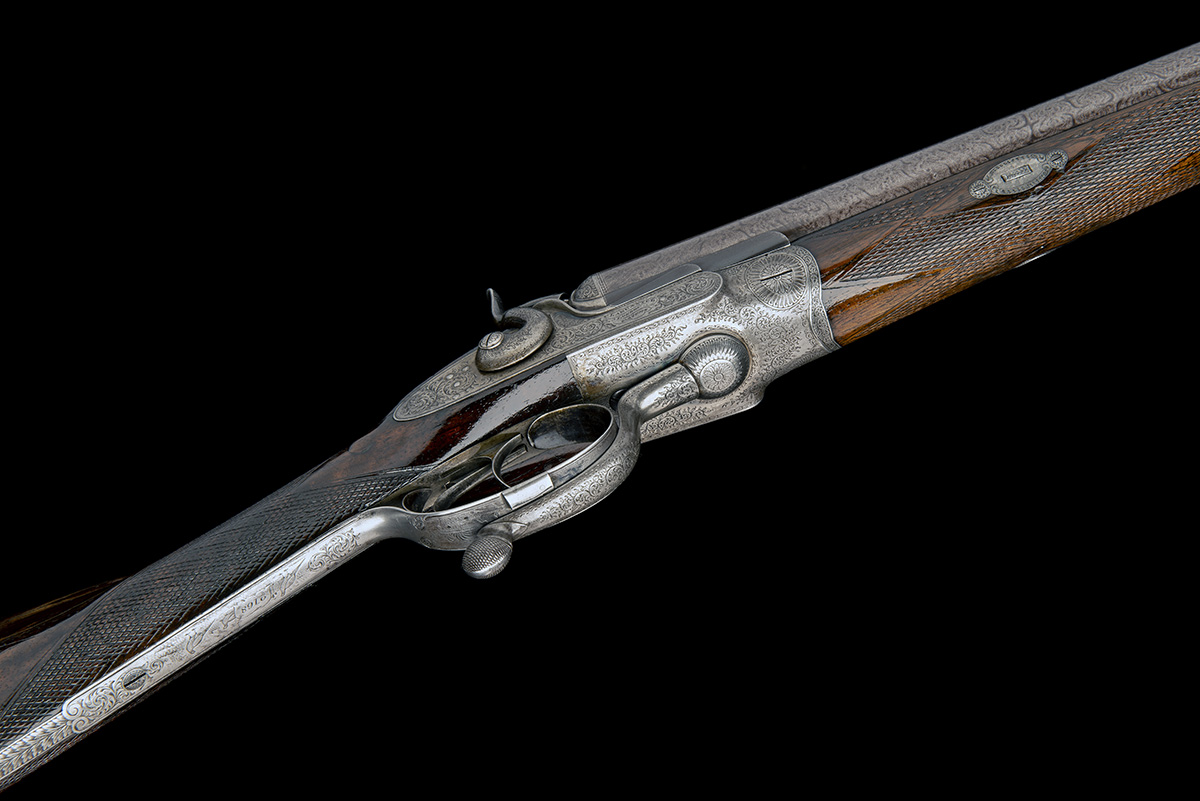 CHARLES LANCASTER A 12-BORE ROTARY-UNDERLEVER HAMMERGUN, serial no. 2168, likely converted from a - Image 3 of 9
