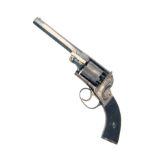 A 54-BORE PERCUSSION SELF-COCKING REVOLVER, UNSIGNED, MODEL 'WEBLEY WEDGE-FRAME', no visible