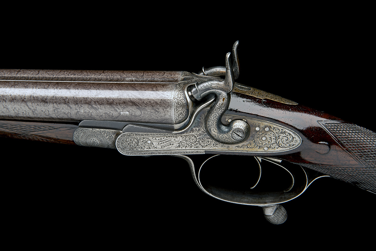 CHARLES LANCASTER A 12-BORE ROTARY-UNDERLEVER HAMMERGUN, serial no. 2168, likely converted from a - Image 7 of 9