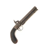 A 38-BORE PERCUSSION SIDE-HAMMER OVER-COAT PISTOL, UNSIGNED, no visible serial number, circa 1840,