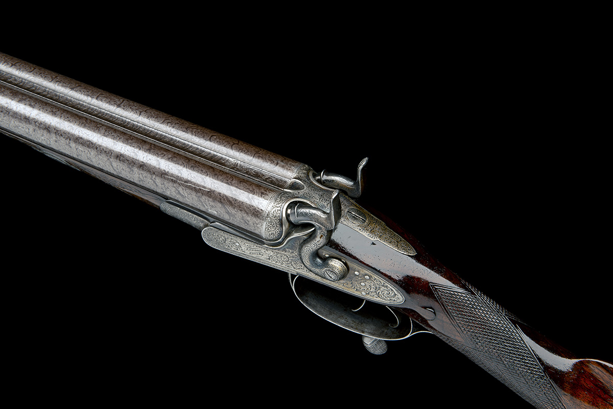 CHARLES LANCASTER A 12-BORE ROTARY-UNDERLEVER HAMMERGUN, serial no. 2168, likely converted from a - Image 5 of 9