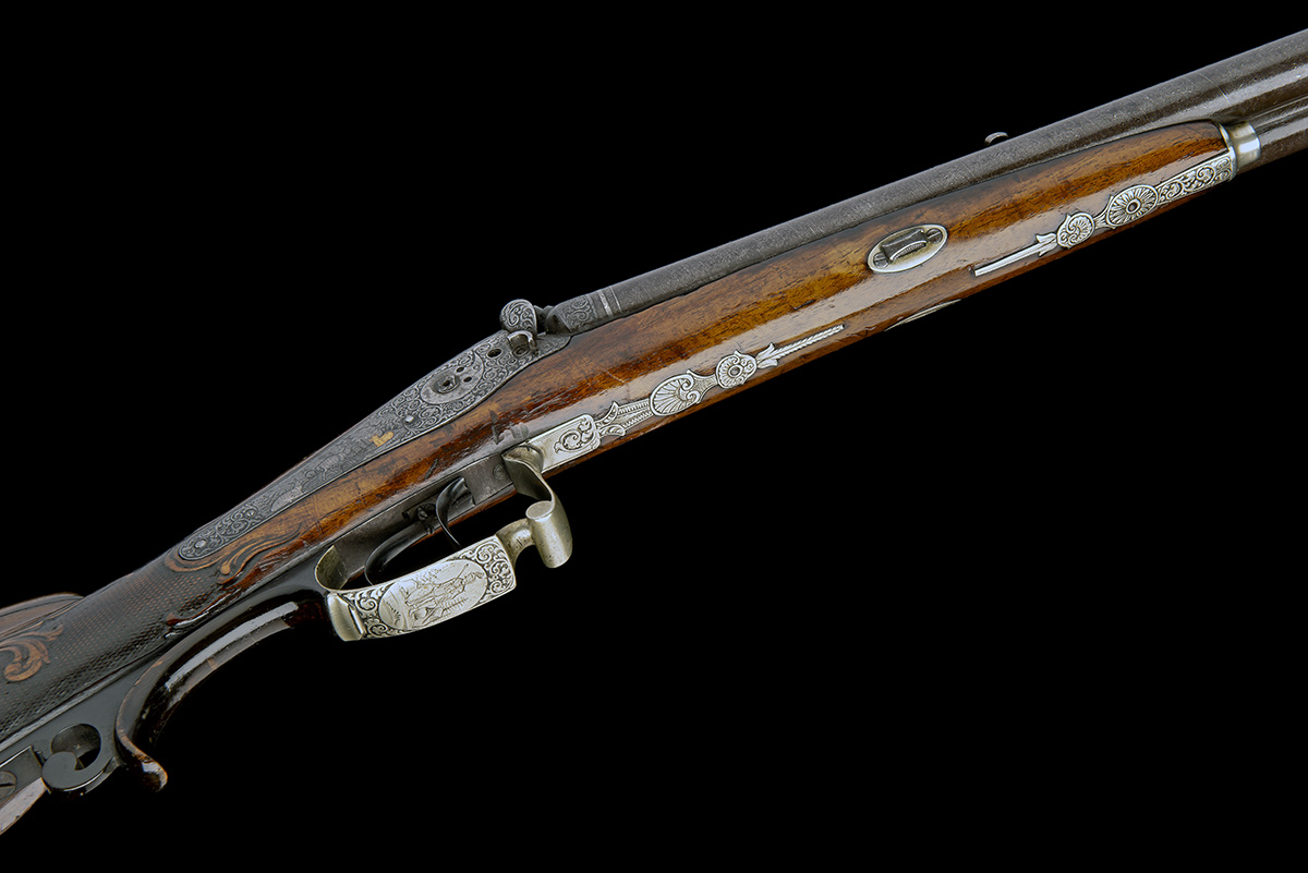J. FUNK, SUHL A 26-BORE PERCUSSION DOUBLE SPORTING-RIFLE WITH WHITE-METAL MOUNTS FOR RENOVATION, - Image 3 of 6