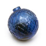 A BLUE 'BOGARDUS TYPE' GLASS BALL TARGET, with 'N.B. GLASS WORKS PERTH' in large lettering, and with