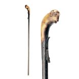 A 32-BORE PERCUSSION UNDER-HAMMER WALKING-STICK SHOTGUN, UNSIGNED, no visible serial number, circa