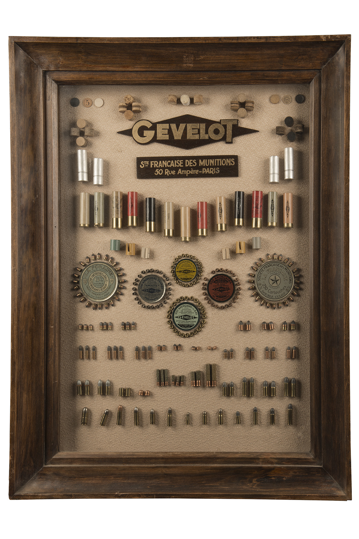 GEVELOT, PARIS A GLAZED CARTRIDGE ADVERTISING DISPLAY BOARD, circa 1960, approx. 32 1/2in. x 24 1/