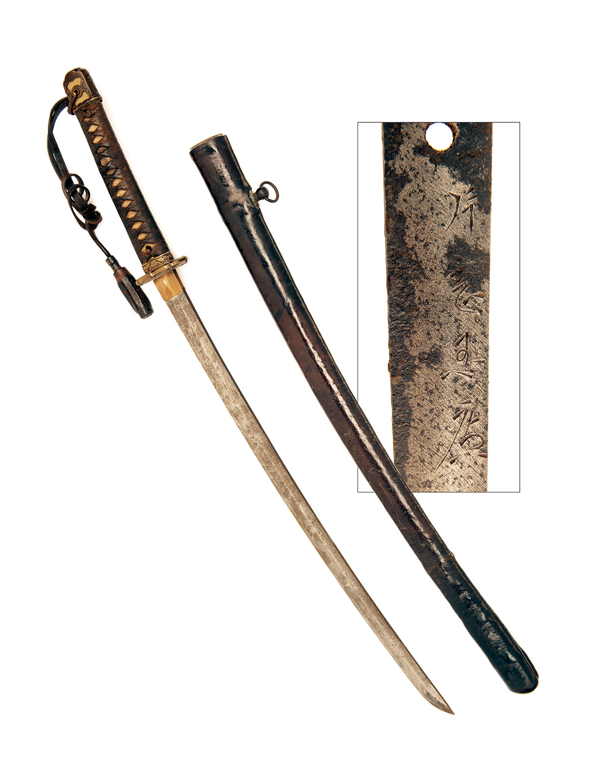 A WORLD WAR TWO 'SHIN-GUNTO' MOUNTED JAPANESE KATANA, with signed smith-made arsenal 25in. blade ( - Image 6 of 6