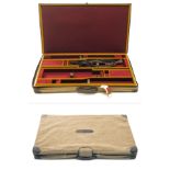 GUARDIAN LEATHER A NEW AND UNUSED BRASS-CORNERED OAK AND LEATHER PRESENTATION DOUBLE GUNCASE, fitted