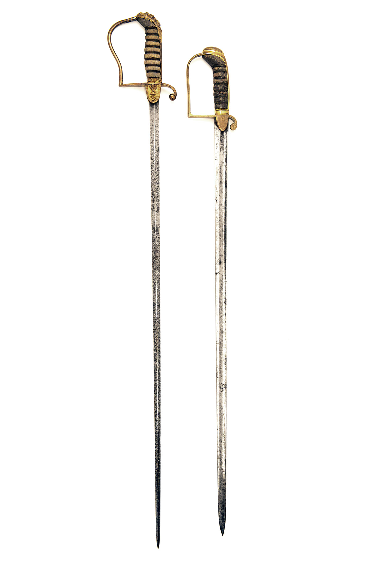 TWO GEORGIAN BRITISH NAVAL ENSIGN'S SWORDS, late 18th to early 19th century, the first with straight - Image 2 of 3