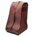 FREDERICK BEESLEY A NEW AND UNUSED CANVAS AND LEATHER BOOT-BAG, with central zipper opener, brass