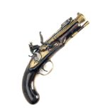 WILSON, LONDON A 32-BORE FLINTLOCK BRASS-MOUNTED BLUNDERBUSS PISTOL WITH SPRUNG BAYONET, no