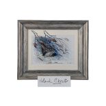 MARK CHESTER (F.W.A.S.) 'WOOCK' an original pin feather painting, showing a nesting woodcock, singed