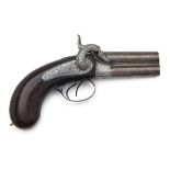 PLOMDEUR, PARIS A 32-BORE PERCUSSION RIFLED OVER-UNDER OVERCOAT PISTOL, no visible serial number,