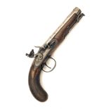 AN 18-BORE FLINTLOCK HEAVY OVERCOAT PISTOL SIGNED WESTLEY RICHARDS, no visible serial number,